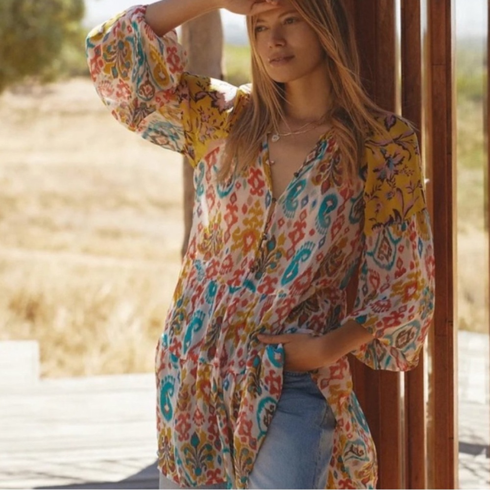 Anthropologie Maureen Bohemian sheer Tunic, size xl